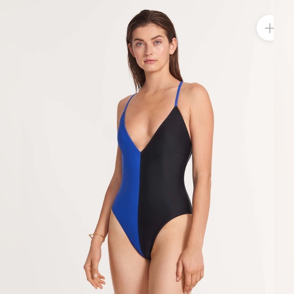 NWT ANSEA THE REVERSIBLE TIE BACK ONE PIECE IN BLACK AND BLUE - Picture 7 of 9